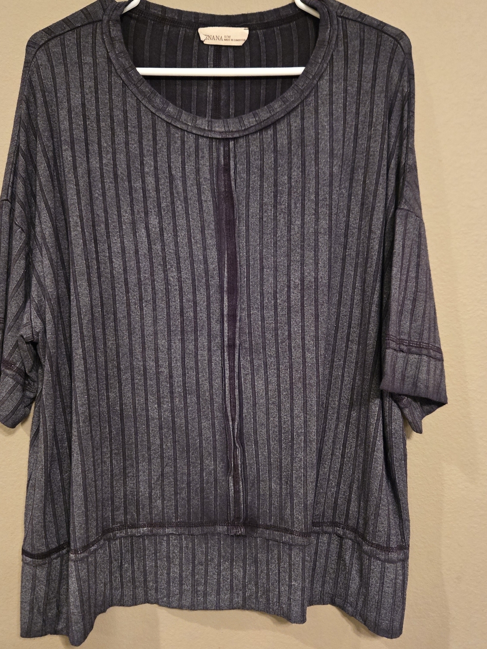 Zenana Black Striped Short-Sleeve Top